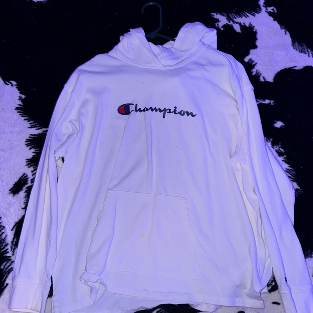 White champion, extra-large, athletic hoodie